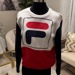Fila Women’s Red, White, and Navy Crewneck Sweater